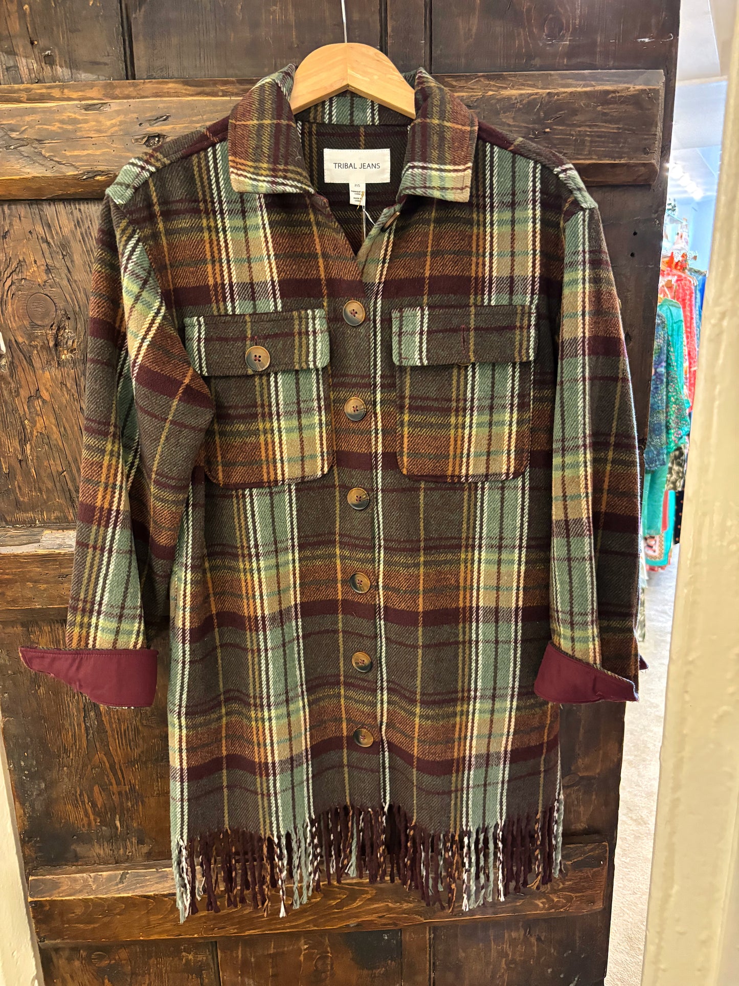 Pre-Loved Tribal Checkered Shacket