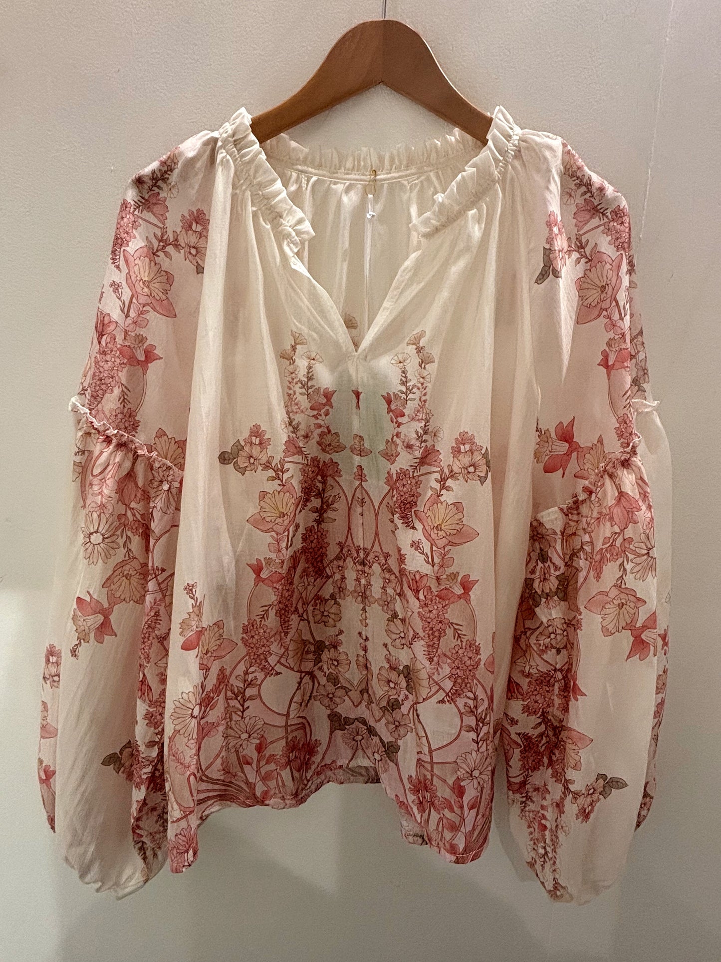 Floral Abstract Print Blouse In Pink