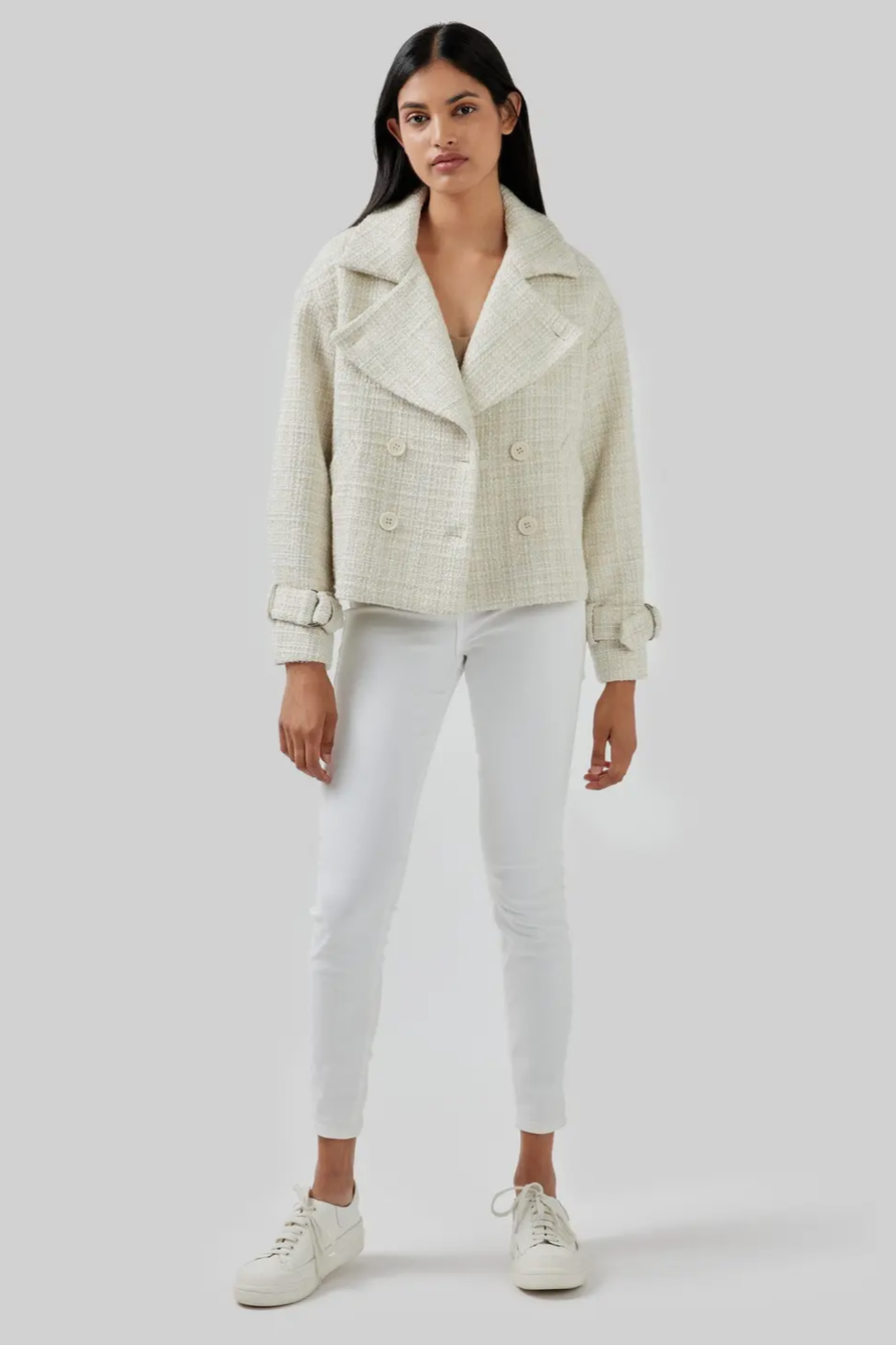 Belle & Bloom Tweed Jacket In Cream