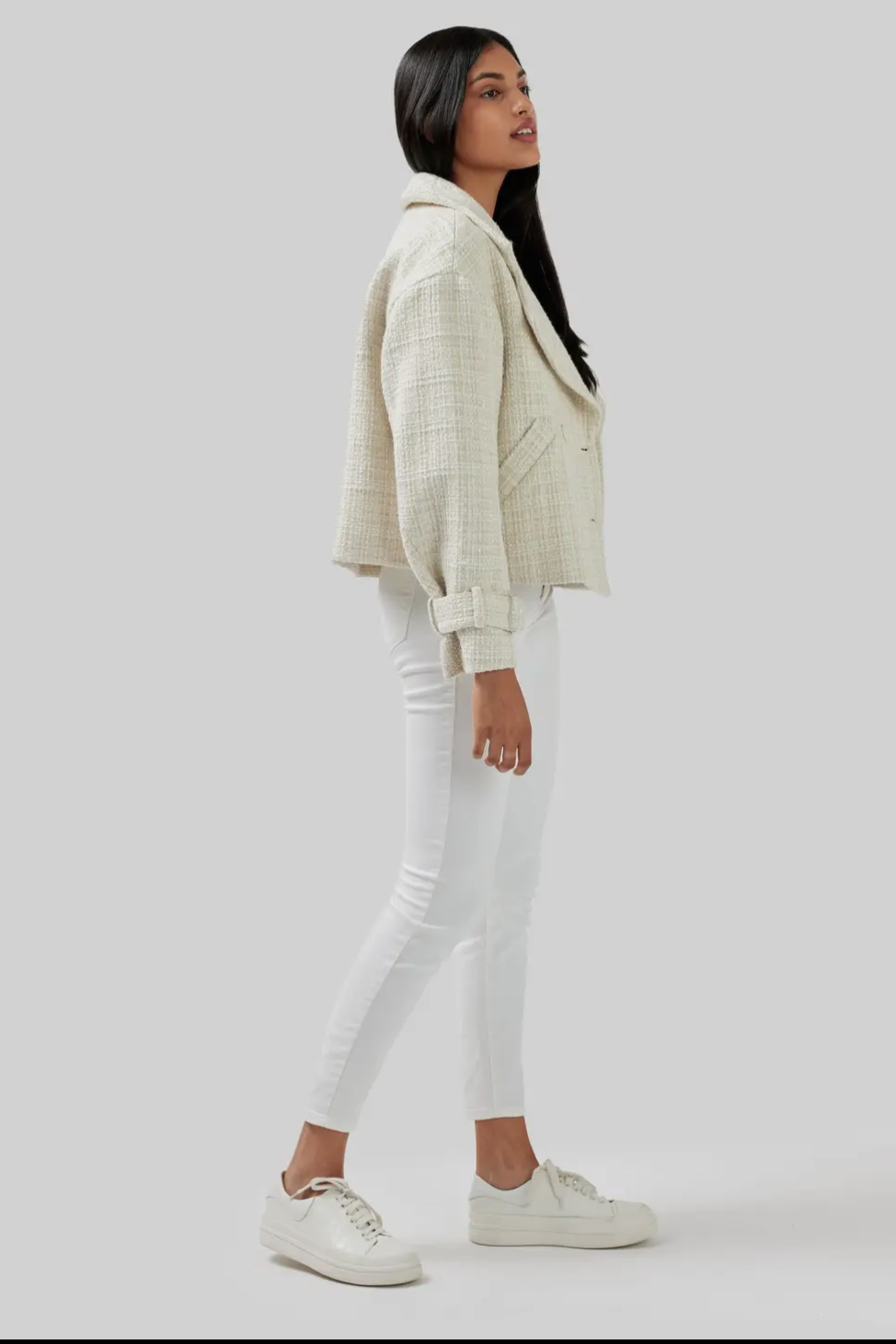 Belle & Bloom Tweed Jacket In Cream