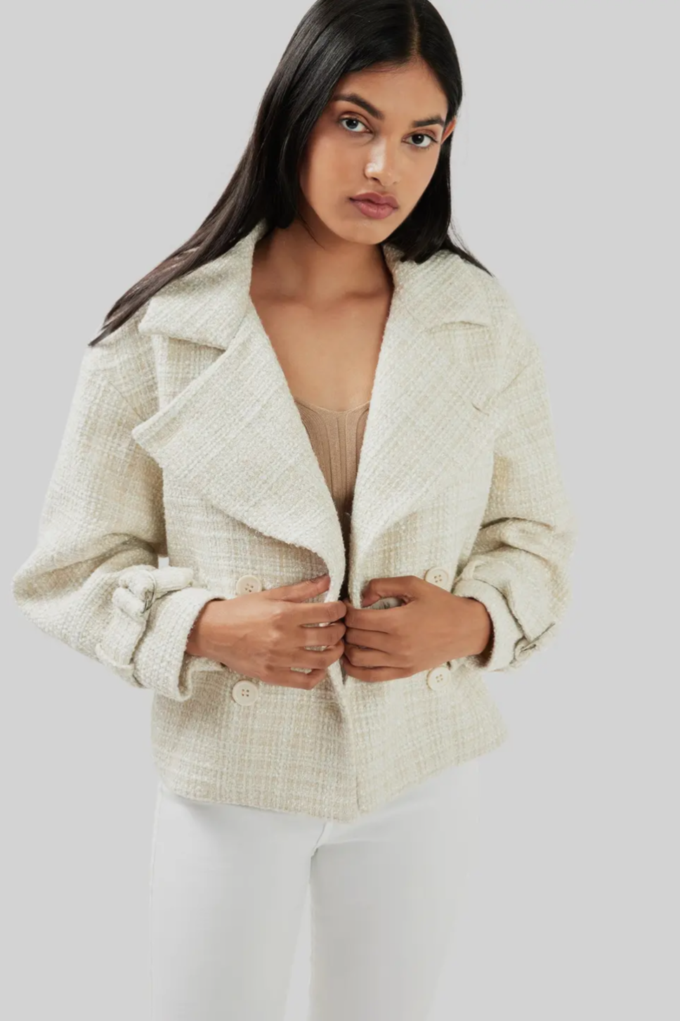 Belle & Bloom Tweed Jacket In Cream