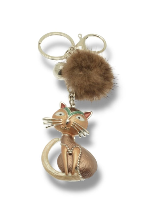 Cat Pom Pom Keyring