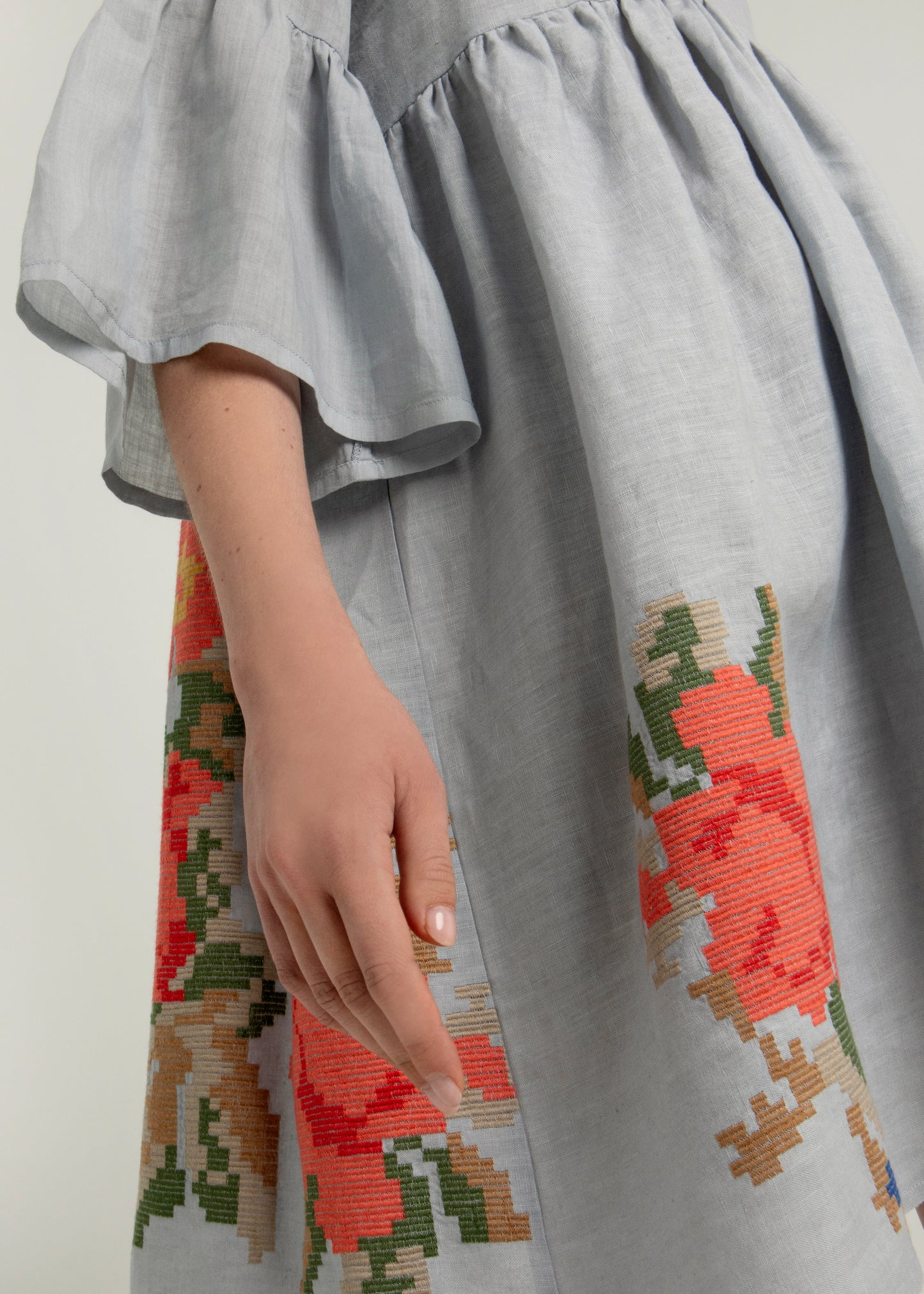 Greek Archaic Kori Rose Dress In Blue