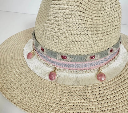 Pink Shell Boho Sun Hat