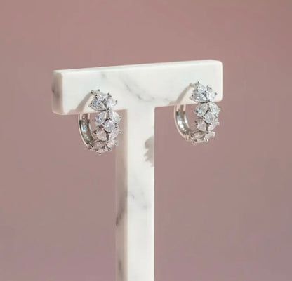 Crystal Huggie Hoop Earrings In Silver