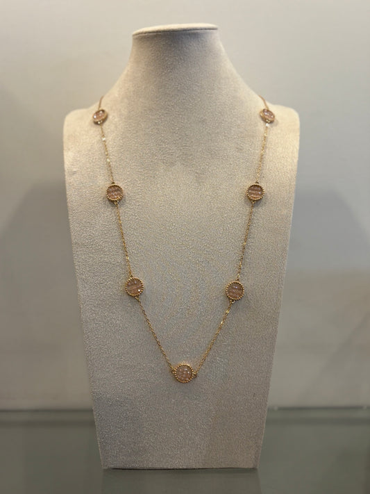 Nude Crystal Long Necklace