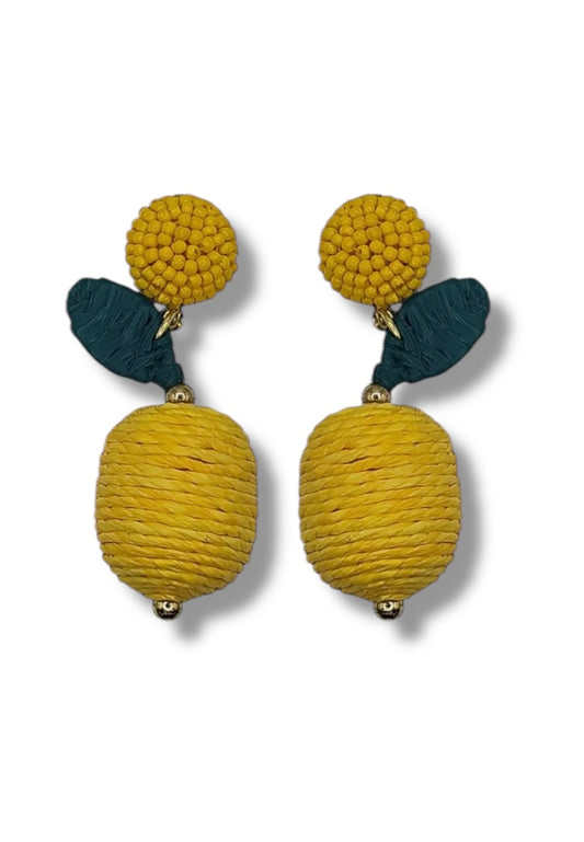 Raffia Lemon Drop Earrings