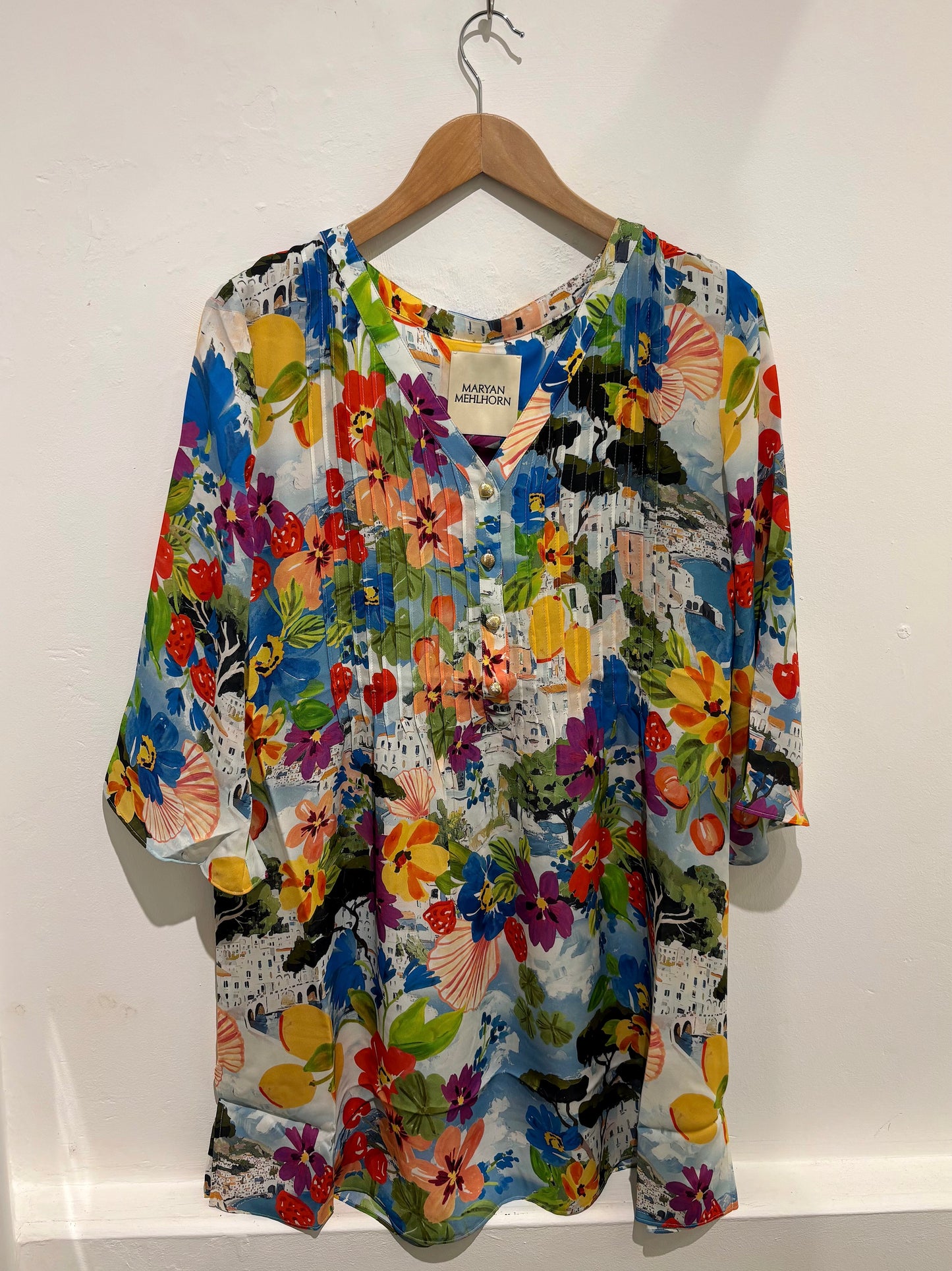 Maryan Mehlhorn Italian Print Silk Dress