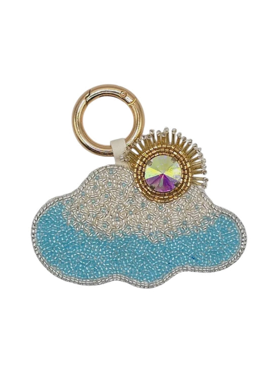 Cloud & Sun Beaded Keyring