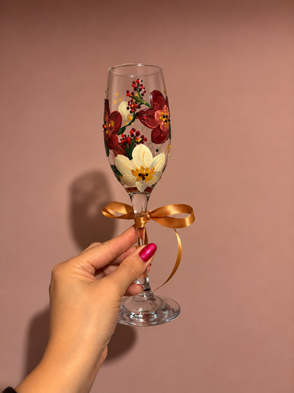 Hand Painted ‘Festive Fizz’ Prosecco Glass