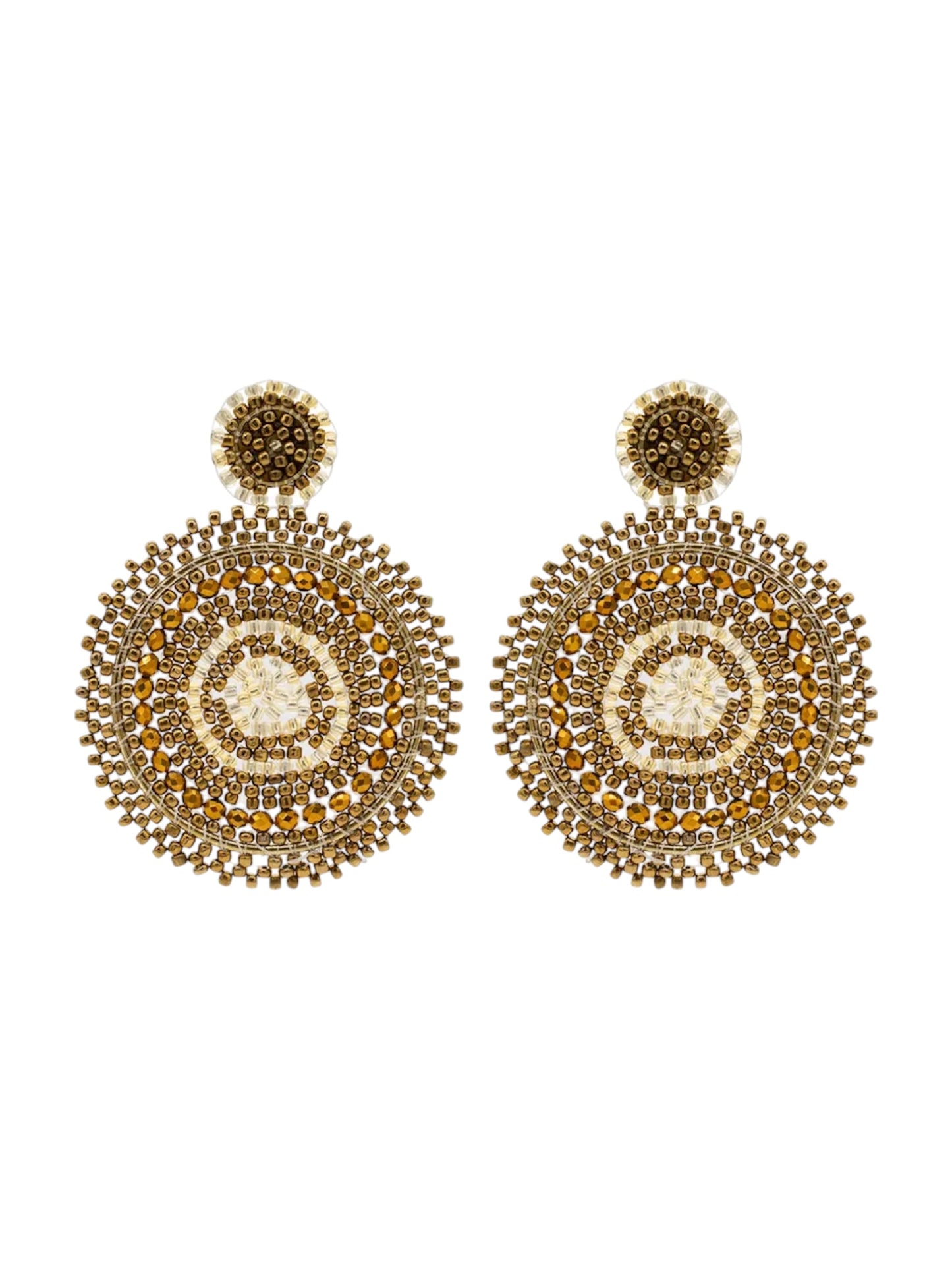Bronze & Gold Beaded Circle Earrings