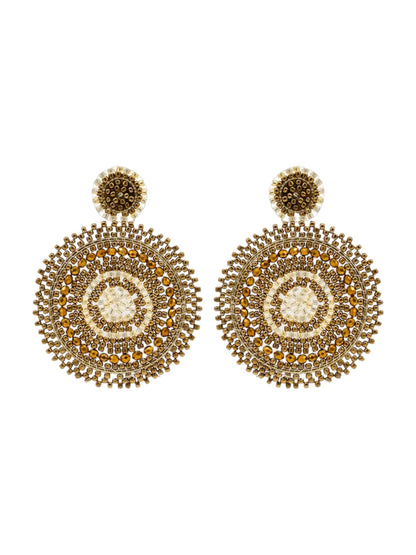 Bronze & Gold Beaded Circle Earrings