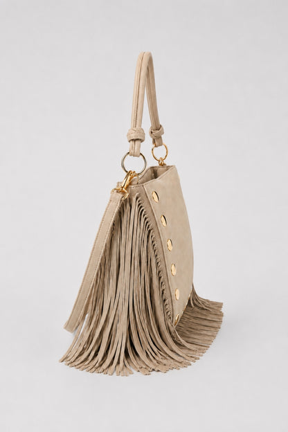 Sorena Simona Suede Tassel Bag In Natural