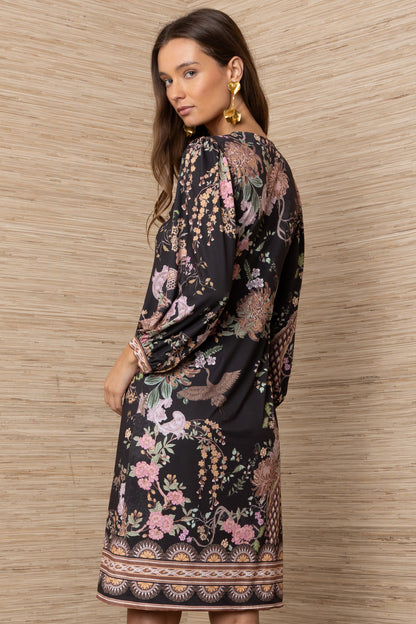 Hale Bob Black & Pink Jersey Dress - Longer Length
