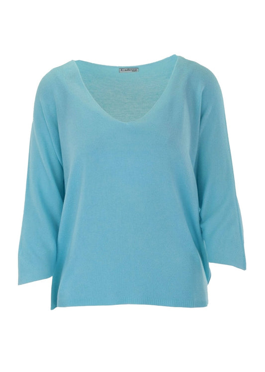 Cadenza Summer Knit Top In Turquoise
