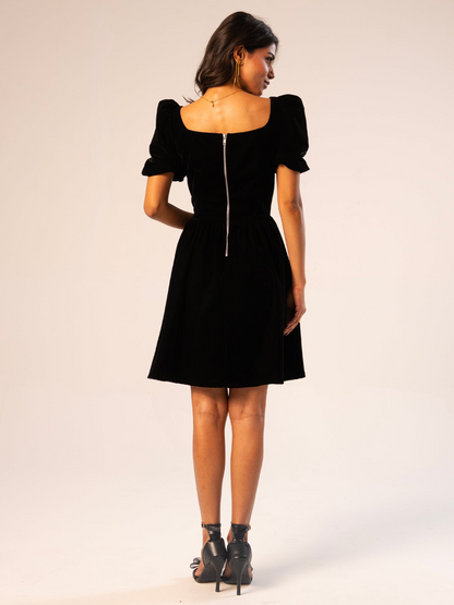 Rose And Nancy Embellished Square Neck Velvet Mini Dress