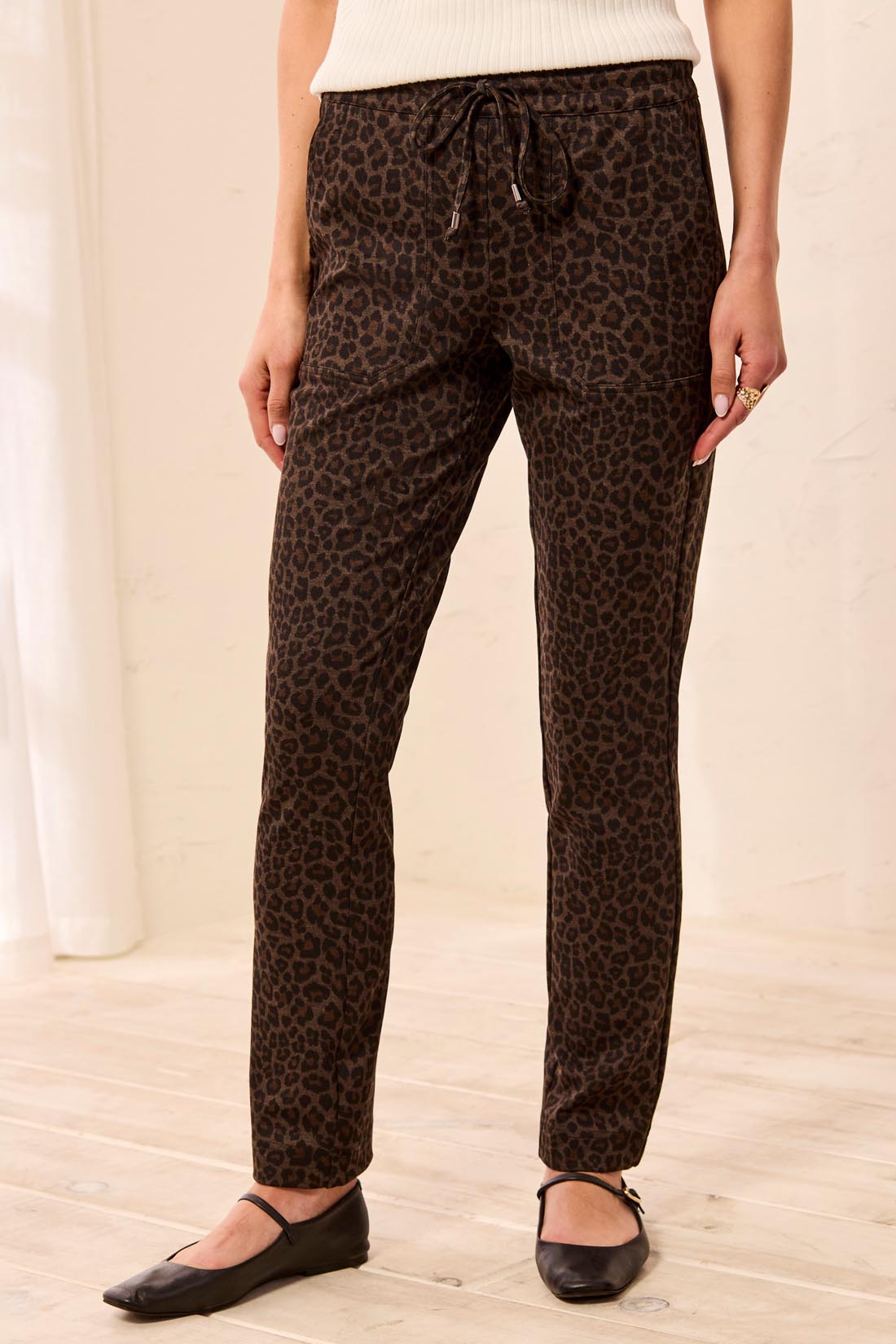 TRIBAL Stretch Leopard Print Trousers