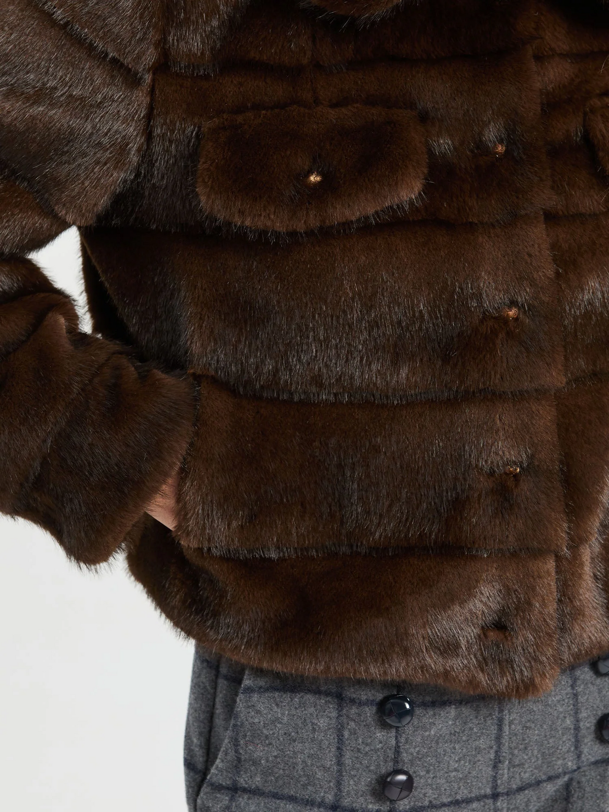 Vilagallo Brown Faux Fur Jacket