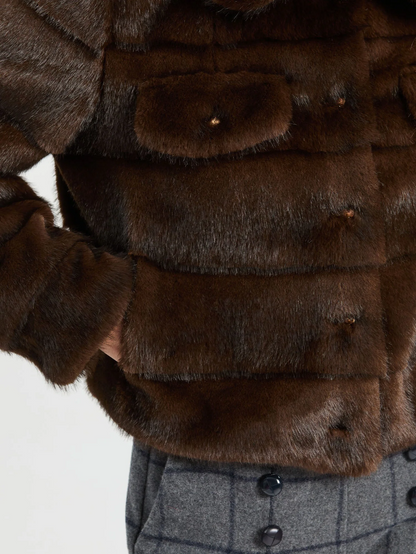Vilagallo Brown Faux Fur Jacket