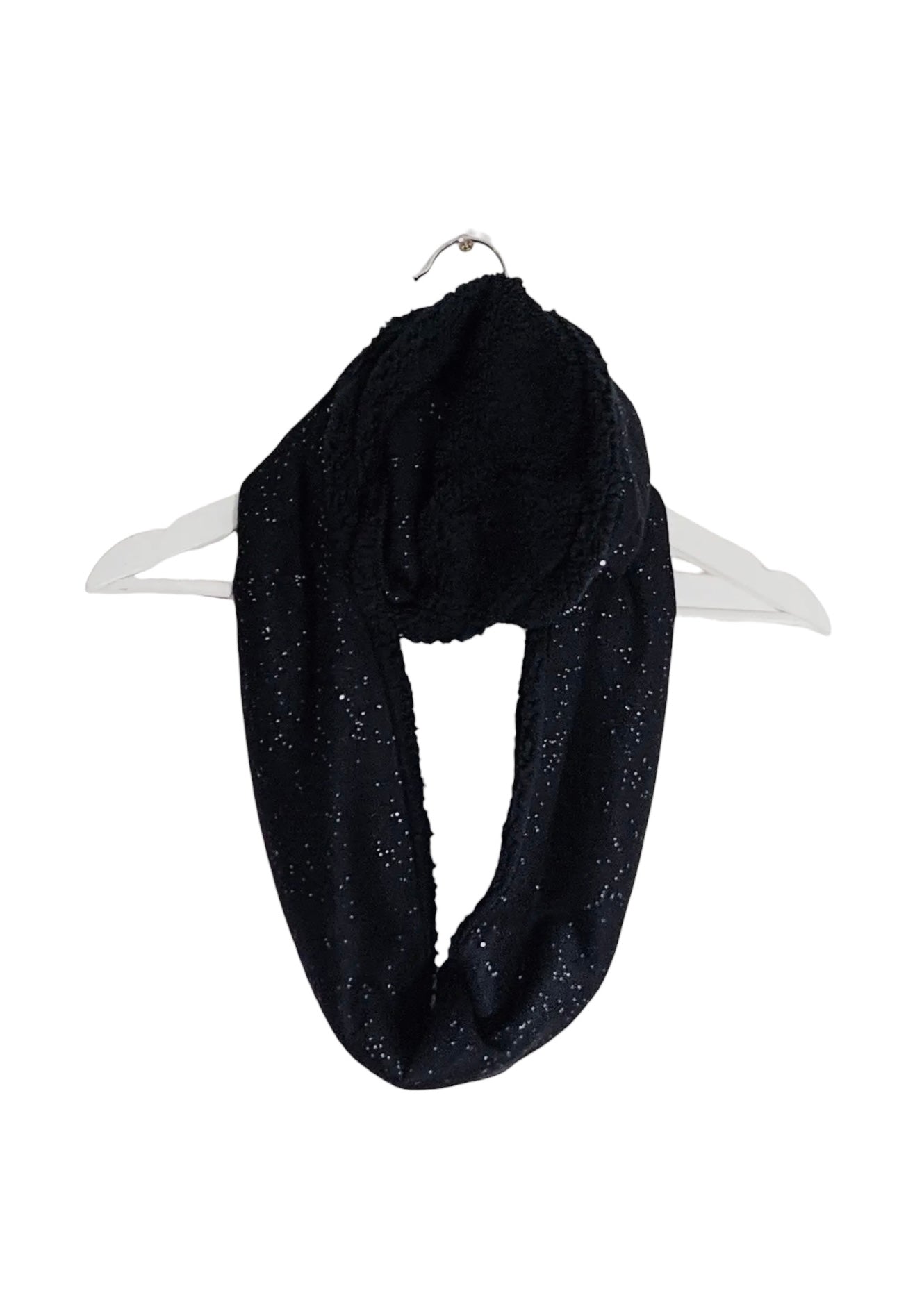 Subtle Glitter Snood Scarf with Faux Fur Under Side