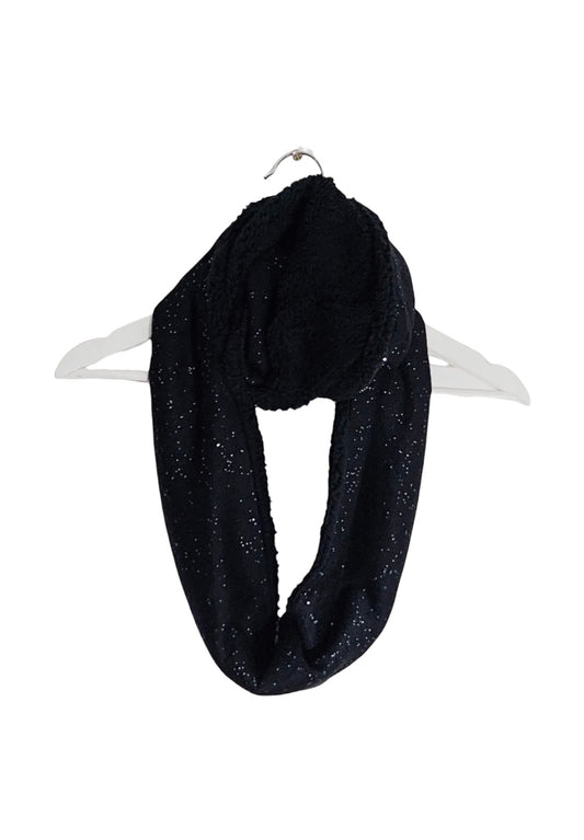 Subtle Glitter Snood Scarf with Faux Fur Under Side