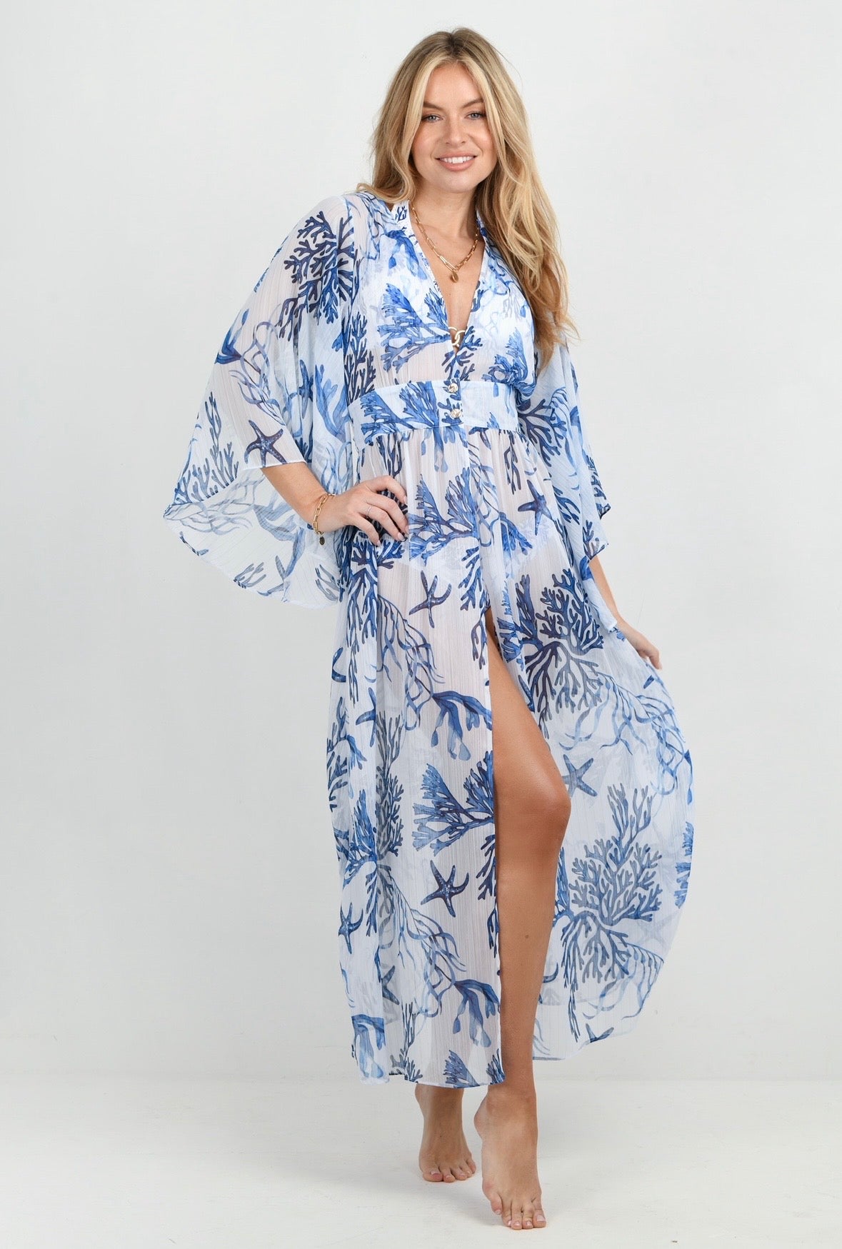 NAIA Beach Barcelona Kaftan In La Mer Print