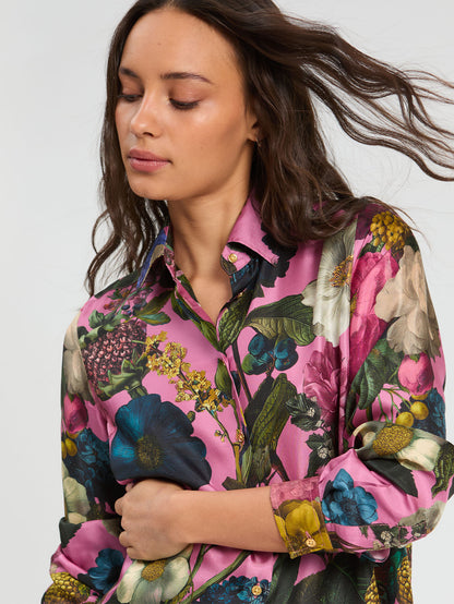 Vilagallo Pink Floral Silk Shirt