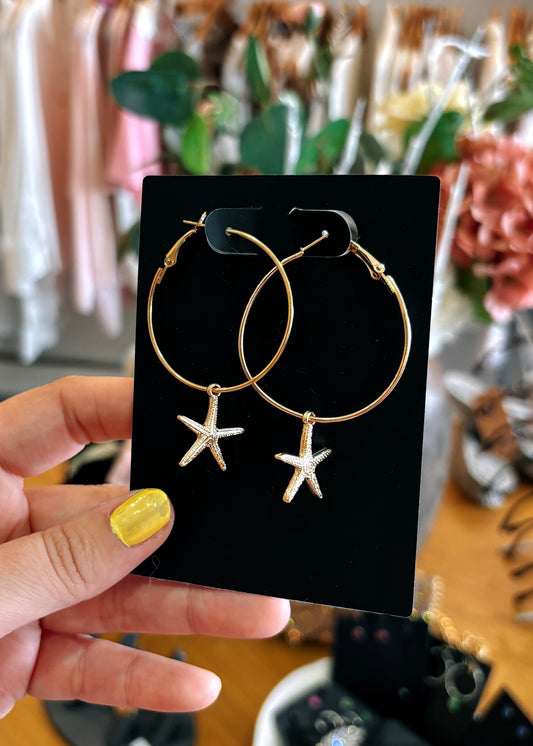 Star Fish Hoop Earrings