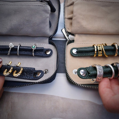 Leather Jewellery Case In Dark Green