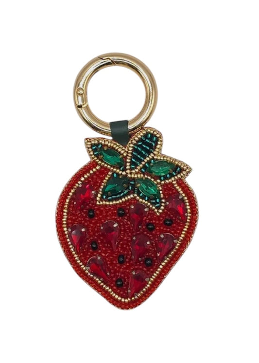 Strawberry Beaded Keyring