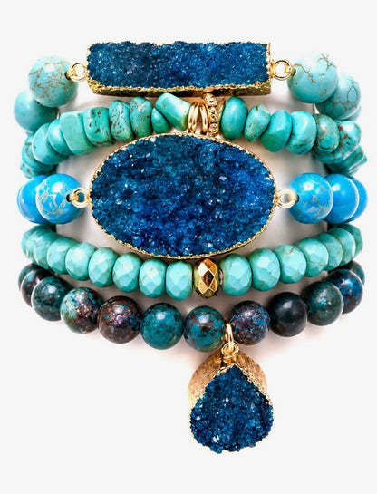 Blue Big Stone Charm Beaded Bracelet (Copy)