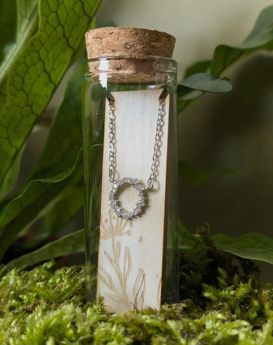 Cubic Zirconia Wreath Sterling Silver Necklace