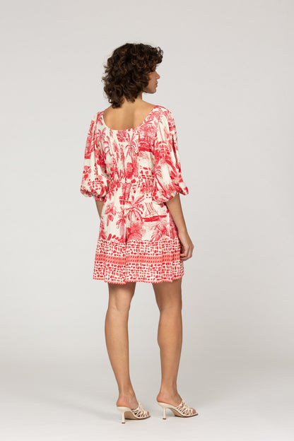 INOA Red Print Dress With Embellishment