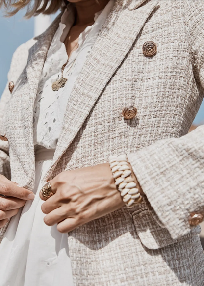 Belle & Bloom Textured Weave Blazer In Cream