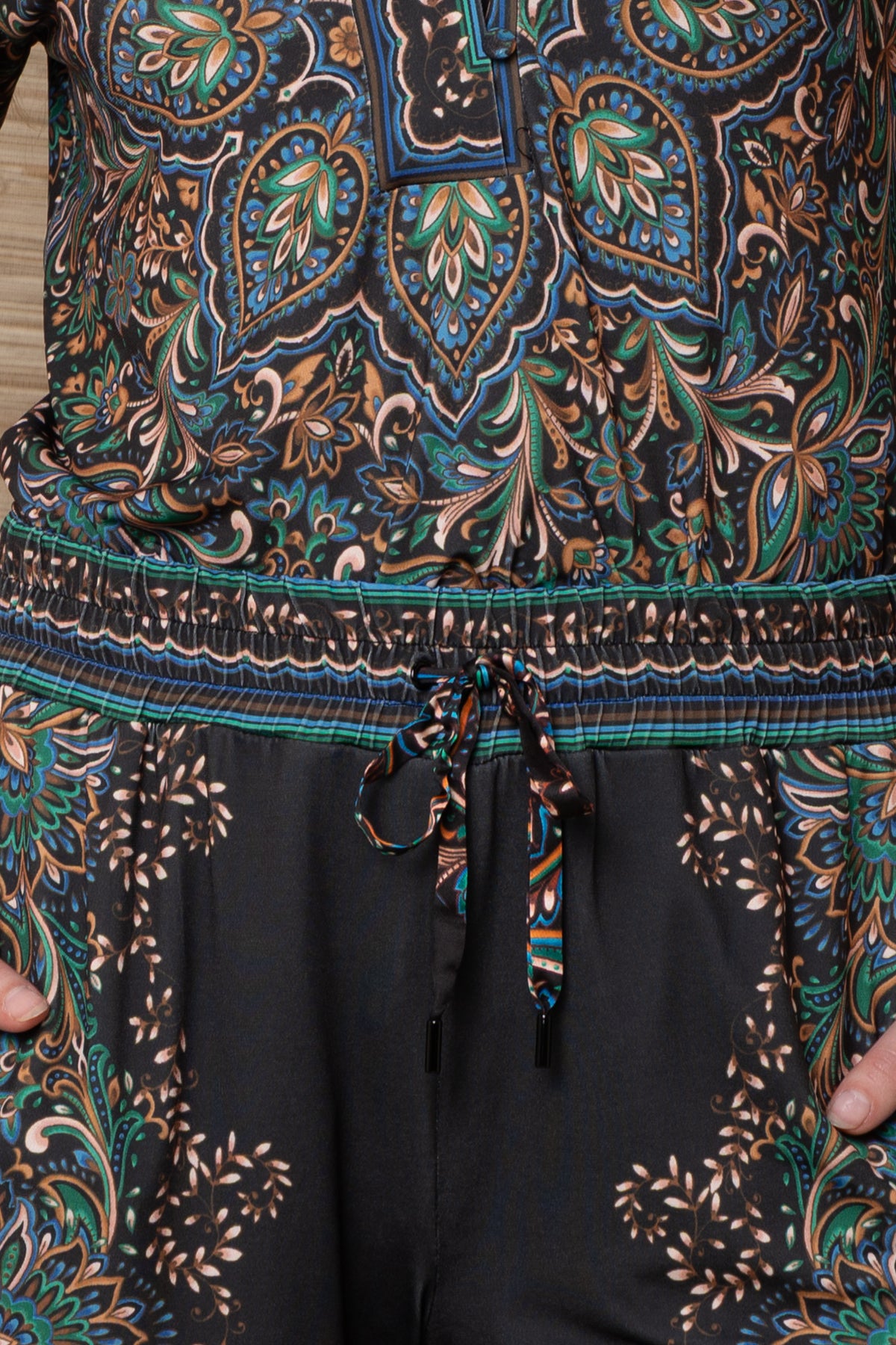 Hale Bob Black & Green Printed Trousers