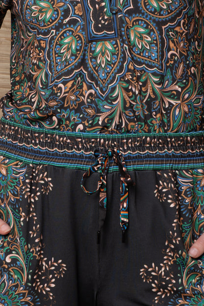 Hale Bob Black & Green Printed Trousers