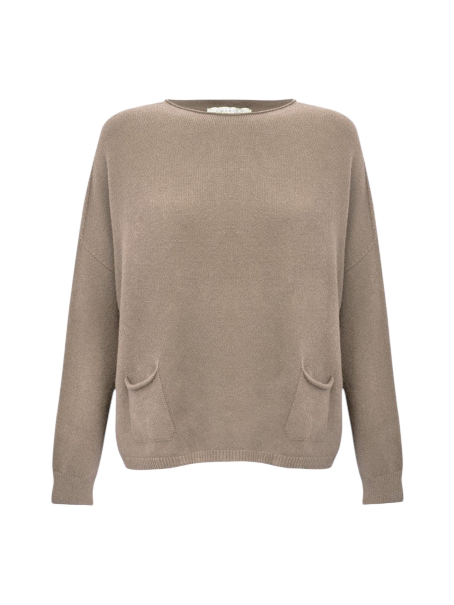 Amazing Woman Jodie Front Pocket Supersoft Knit Jumper In Smoke