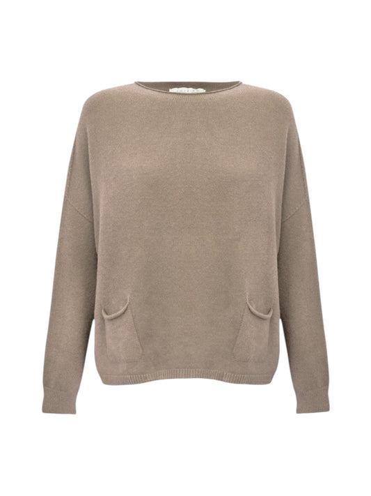 Amazing Woman Jodie Front Pocket Supersoft Knit Jumper In Smoke
