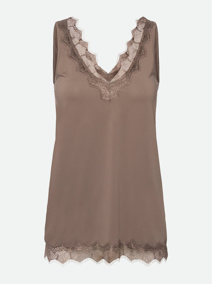 Rosemunde RWBillie SL Lace V-Neck Top In Falcon