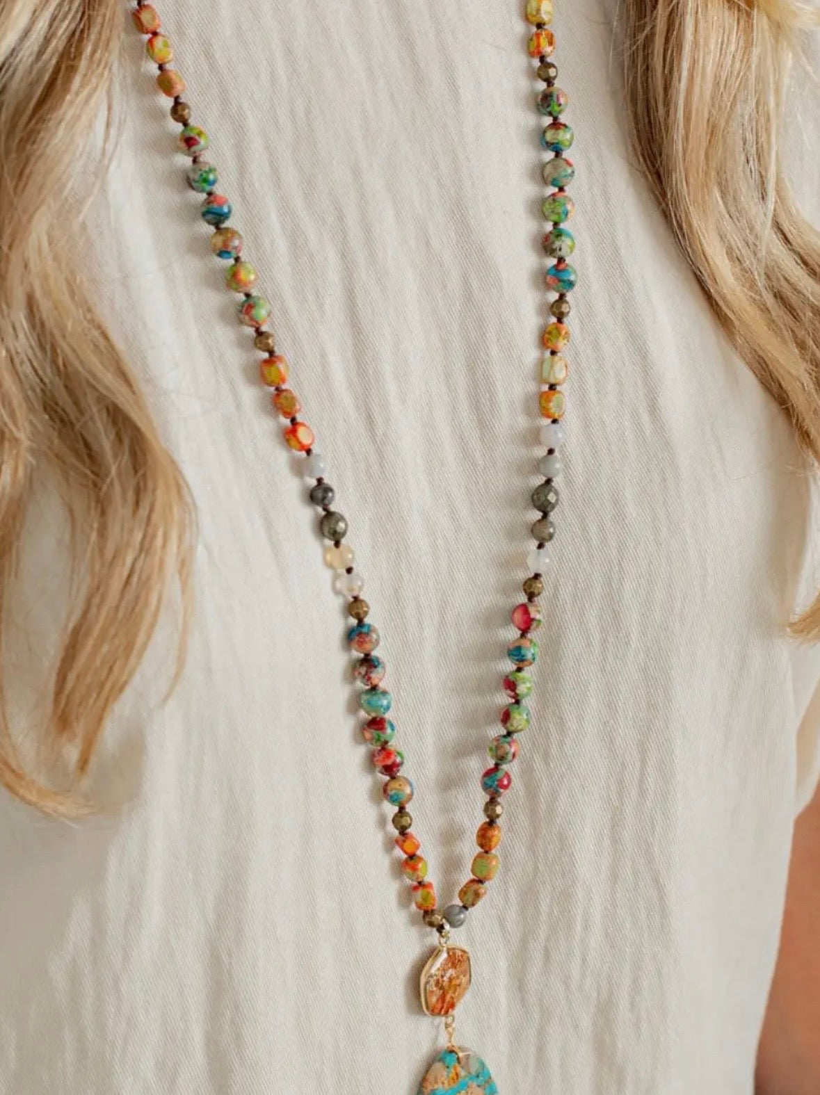 Wild Spirit Orange Jasper Beaded Long necklace
