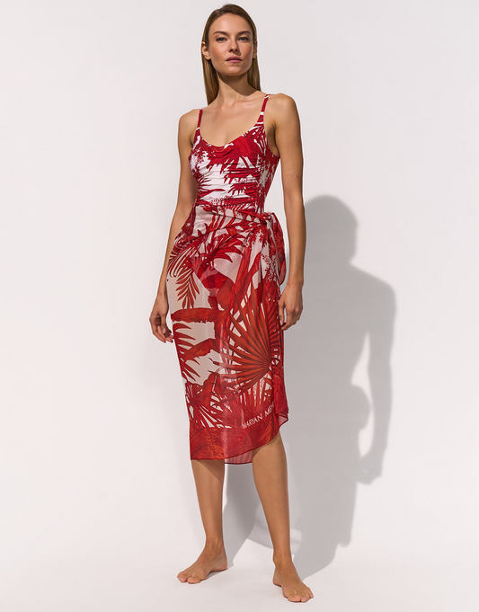 Maryan Mehlhorn Palmaria Silk Sarong - Creme Rouge