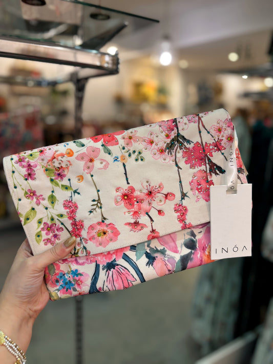 Inoa Jardin Floral Clutch With Crystal