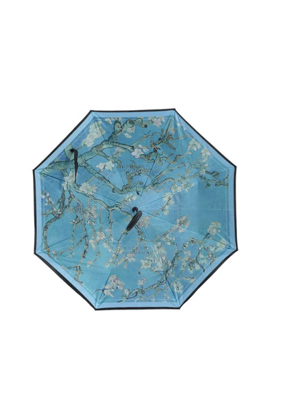 Almond Blossom Upside Down Umbrella in Aqua Blue