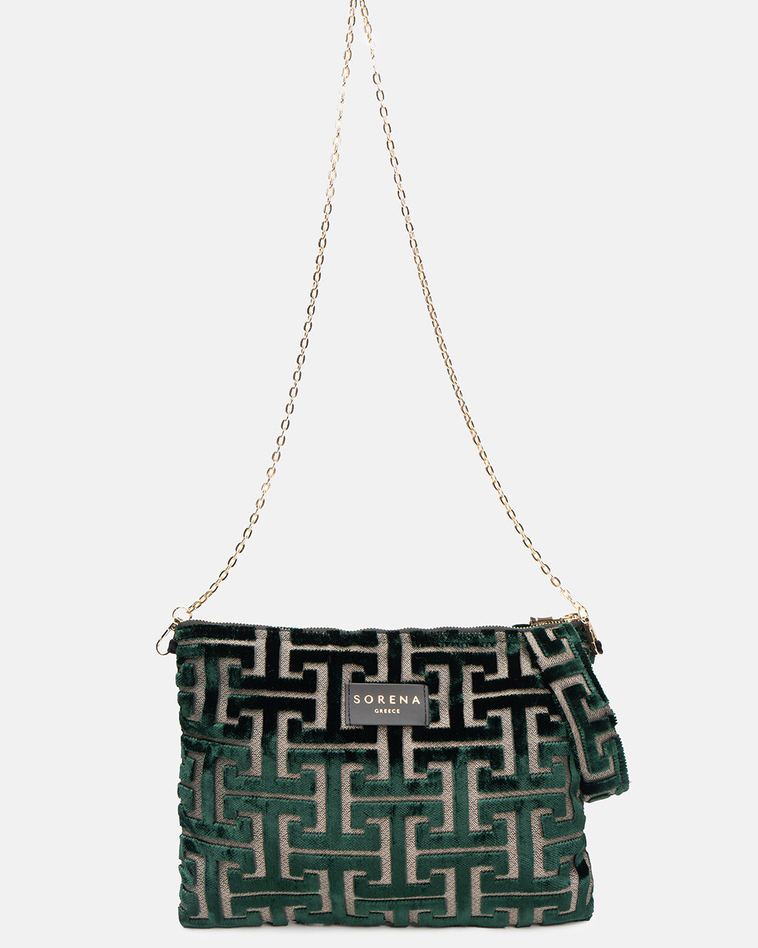 Sorena Nafsika Green Clutch Bag With Chain