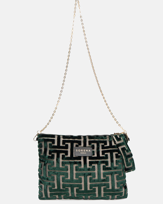 Sorena Nafsika Green Clutch Bag With Chain