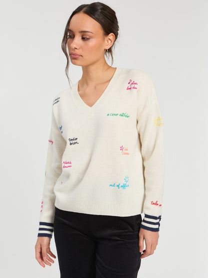 Vilagallo Cream Words Sweater