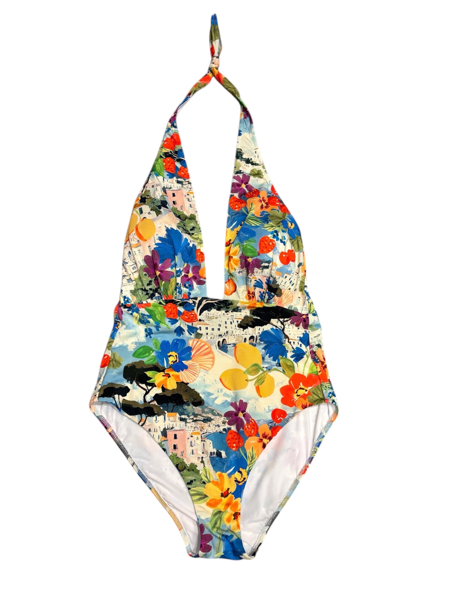 Maryan Mehlhorn Italian Print Halter-neck Swimsuit