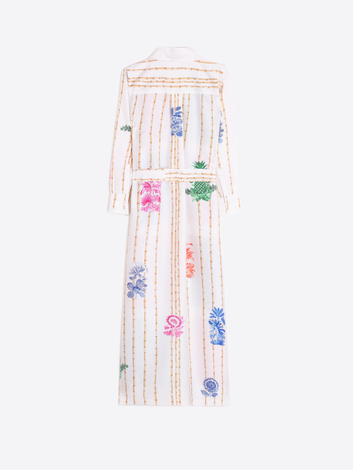 Vilagallo Long shirt dress with a multicolored bamboo print