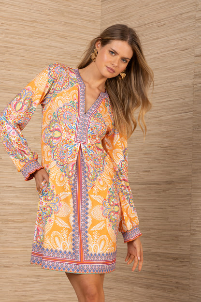 HALE BOB ORANGE PAISLEY JERSEY DRESS