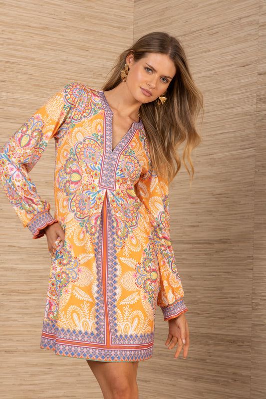 HALE BOB ORANGE PAISLEY JERSEY DRESS